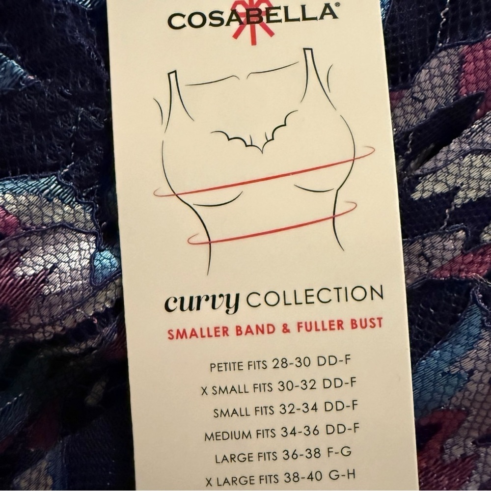 Cosabella Paradiso Curvy Plunge Bralette Navy Rani Pink Lace DD-F Made in Italy - Picture 11 of 11